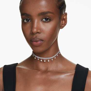 Ariana Grande x Swarovski choker - Crystal pearl - Round cut - White - Rhodium plated 5720865