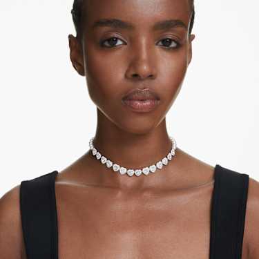 Ariana Grande x Swarovski choker - Mixed cuts - Crystal pearl - Heart - White - Rhodium plated 5720861