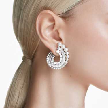 Ariana Grande x Swarovski drop earrings - Crystal Pearl - Mixed cuts - White - Rhodium plated 5720869