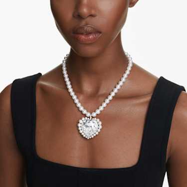 Ariana Grande x Swarovski necklace - Crystal pearl - Heart cut - Heart - White - Rhodium plated 5720858