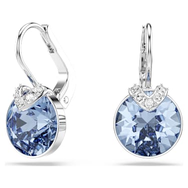 Bella V drop earrings - Round cut - Blue - Rhodium plated 5734234