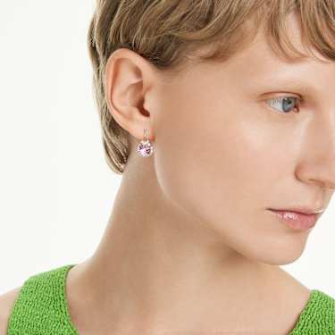Bella V drop earrings - Round cut - Pink - Rhodium plated 5734235