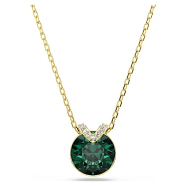 Bella V pendant - Round cut - Green - Gold-tone plated 5735387