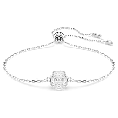 Birthstone bracelet - Square cut - April - White - Rhodium plated 5710517