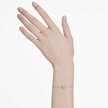 Birthstone bracelet - Square cut - August - Green - Rhodium plated 5692882