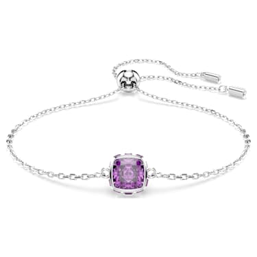 Birthstone bracelet - Square cut - February - Purple - Rhodium plated 5710519