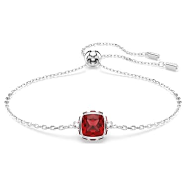 Birthstone bracelet - Square cut - January - Red - Rhodium plated 5710514