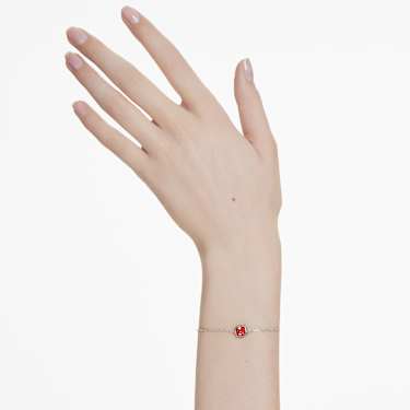 Birthstone bracelet - Square cut - July - Red - Rhodium plated 5692885