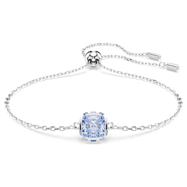 Birthstone bracelet - Square cut - March - Blue - Rhodium plated 5710515