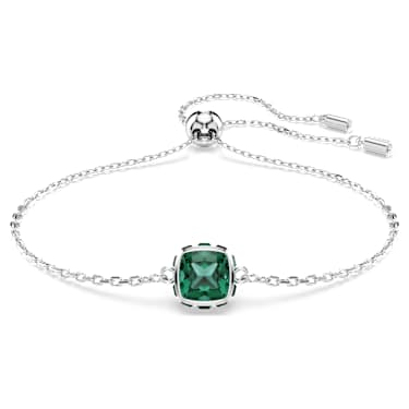 Birthstone bracelet - Square cut - May - Green - Rhodium plated 5710516
