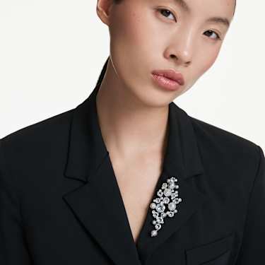 Constella brooch - Crystal pearl - Round cut - White - Rhodium plated 5722516