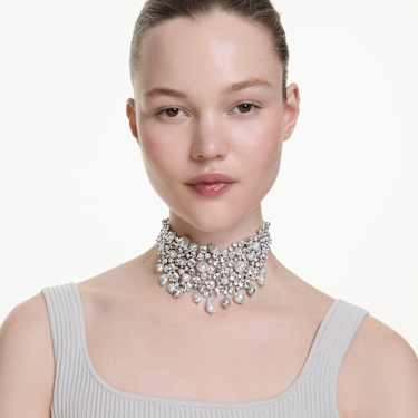 Constella choker - Crystal pearl - Round cut - White - Rhodium plated 5722471