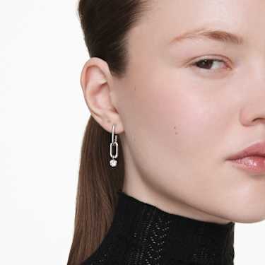 Constella drop earrings - Round cut - White - Rhodium plated 5728584
