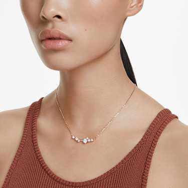 Constella necklace - Crystal pearl - Round cuts - White - Rose gold-tone plated 5729504