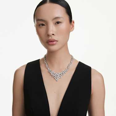 Constella necklace - Mixed cuts - Clasp - White - Rhodium plated 5732249