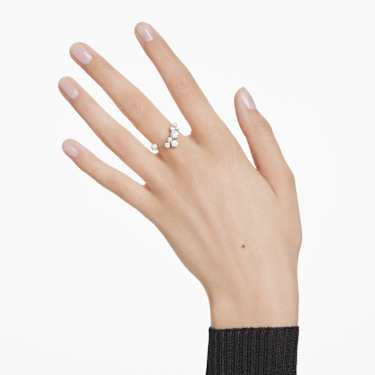 Constella open ring - Crystal pearl - Round cuts - White - Rhodium plated 5705596