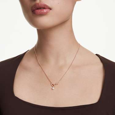 Constella pendant - Crystal pearl - Round cut - White - Rose gold-tone plated 5728589