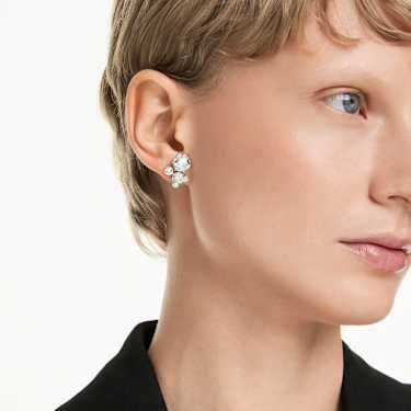 Constella stud earrings - Round cut - White - Rhodium plated 5732253