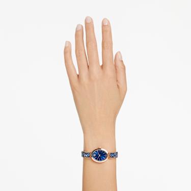 Crystal Rock oval watch - Swiss Made - Crystal bracelet - Blue - Rose gold-tone finish 5656822