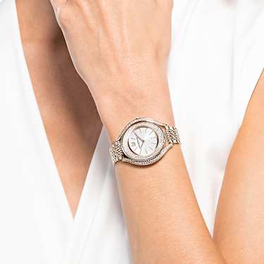 Crystalline aura watch - Swiss Made - Metal bracelet - Gold tone - Champagne gold-tone finish 5519456