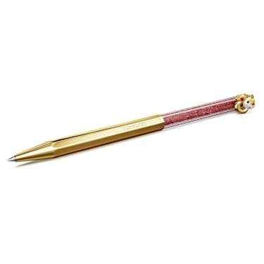 Crystalline Chinese New Year ballpoint pen - Octagon shape - Year of the snake - Red - Gold-tone plated 5699334