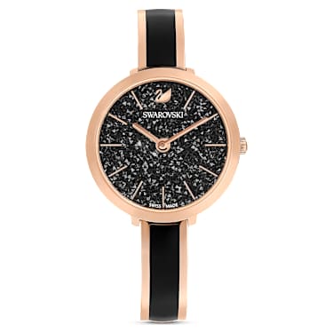 Crystalline delight watch - Swiss Made - Metal bracelet - Black - Rose gold-tone finish 5580530