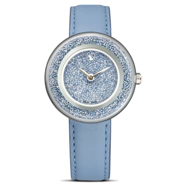 Crystalline lustre watch - Swiss Made - Leather strap - Blue - Stainless Steel 5681733