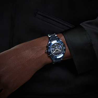 Dextera chrono watch - 39mm - Swiss Made - Metal bracelet - Blue - Blue finish 5715457