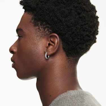 Dextera hoop earrings - Octagon shape - Round cut - Small - White - Rhodium plated 5724585