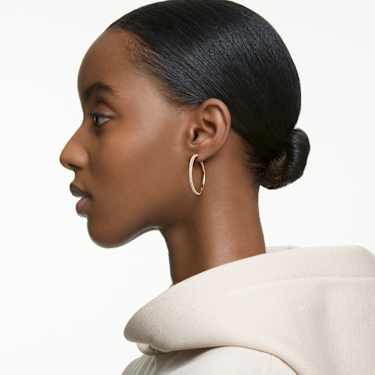 Dextera hoop earrings - Pavé - Large - White - Rose gold-tone plated 5383938