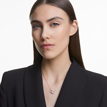 Dextera necklace - Intertwined circles - White - Rose gold-tone plated 5414999