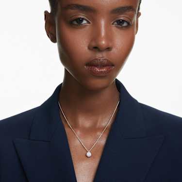 Dextera pendant - Round cut - Sphere - White - Rhodium plated 5693206