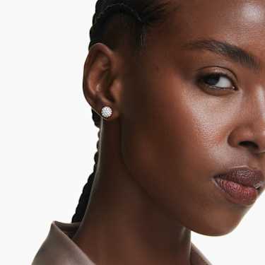 Dextera stud earrings - Round cut - Sphere - White - Rhodium plated 5700290