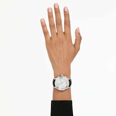 Dextera tachymetre watch - Swiss Made - Leather strap - Silver tone - Stainless steel 5728378