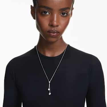 Dextera Y pendant - Round cut - Sphere and cube - White - Rhodium plated 5693207