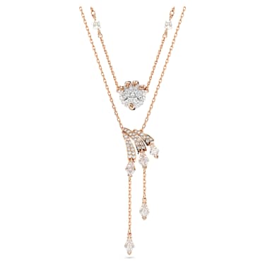 Dragon & Phoenix necklace - Set (2) - Crystal pearl - Dragon’s claw - White - Rose gold-tone plated 5675817