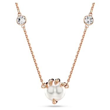 Dragon & Phoenix pendant - Crystal pearls - Dragon’s claw - White - Rose gold-tone plated 5685774