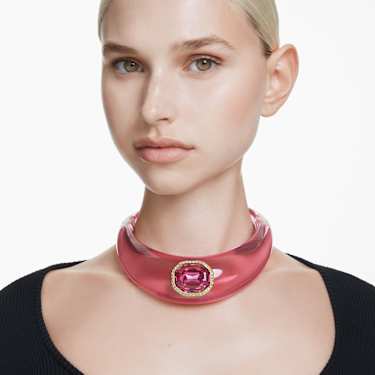 Dulcis choker - Octagon cut - Pavé - Pink - Gold-tone plated 5723509