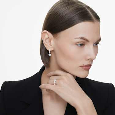 Eternity drop earrings - Lab-grown diamonds 1.1 ct tw - Round shape - 14K white gold 5697131