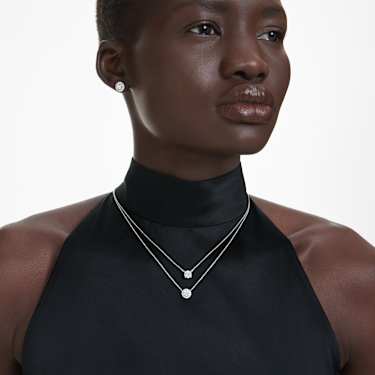 Eternity halo solitaire pendant - Lab-grown diamonds 0.59 ct tw - Round shape - 14K white gold 5697104