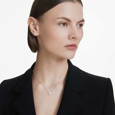 Eternity halo solitaire pendant - Lab-grown diamonds 1 ct tw - Round shape - 14K white gold 5699065