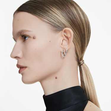 Eternity hoop earrings - Lab-grown diamonds 0.5 ct tw - Round shape - Large - 14K white gold 5696892