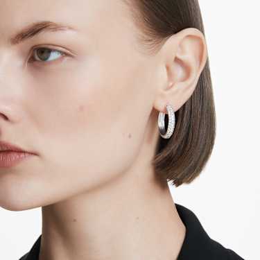 Eternity hoop earrings - Lab-grown diamonds 2 ct tw - Round shape - 14K white gold 5699026