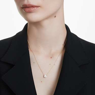 Eternity solitaire pendant - Lab-grown diamonds 1 ct tw - Round shape - 14K yellow gold 5696886