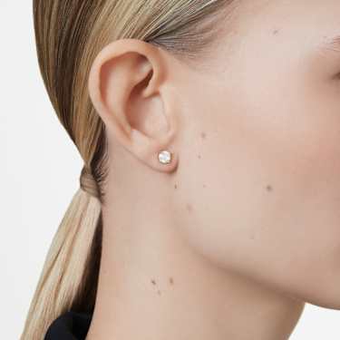 Eternity solitaire stud earrings - Lab-grown diamonds 1 ct tw - Round shape - 14K yellow gold 5696890