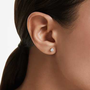 Eternity stud earrings - Lab-grown diamonds 0.52 ct tw - Round shape - Sterling silver 5728555