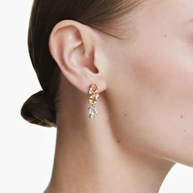 Gema drop earrings - Asymmetrical design - Mixed cuts - Multicolored - Gold-tone plated 5714815
