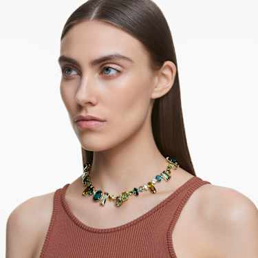 Gema necklace - Mixed cuts - Green - Gold-tone plated 5657388
