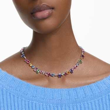 Gema necklace - Mixed cuts - Multicolored - Rhodium plated 5656397