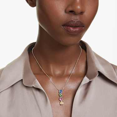 Gema Y pendant - Mixed cuts - Multicolored - Rhodium plated 5692421